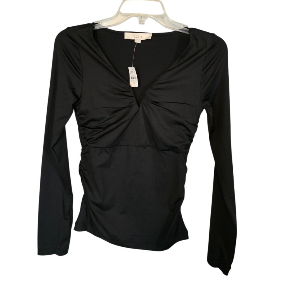 NWT Loft Ruched Deep V-Neck Top